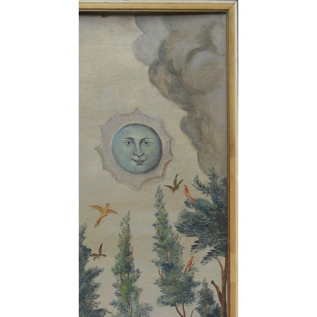 Textile Vintage Original Canvas With the Face of the Moon and the Sun For Sale - Image 7 of 9
