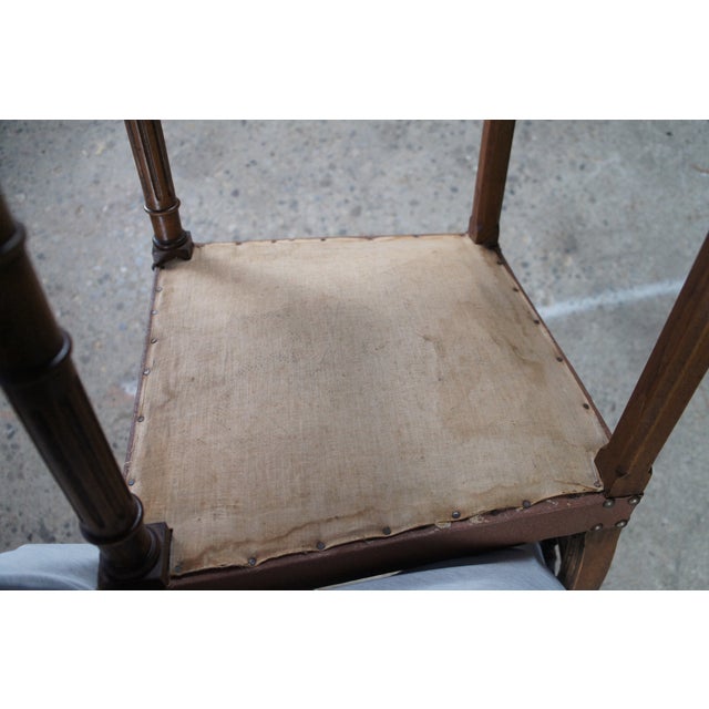 Brown Antique French Henry II Gothic Revival Oak Nailhead Dining Side Desk Chair For Sale - Image 8 of 12