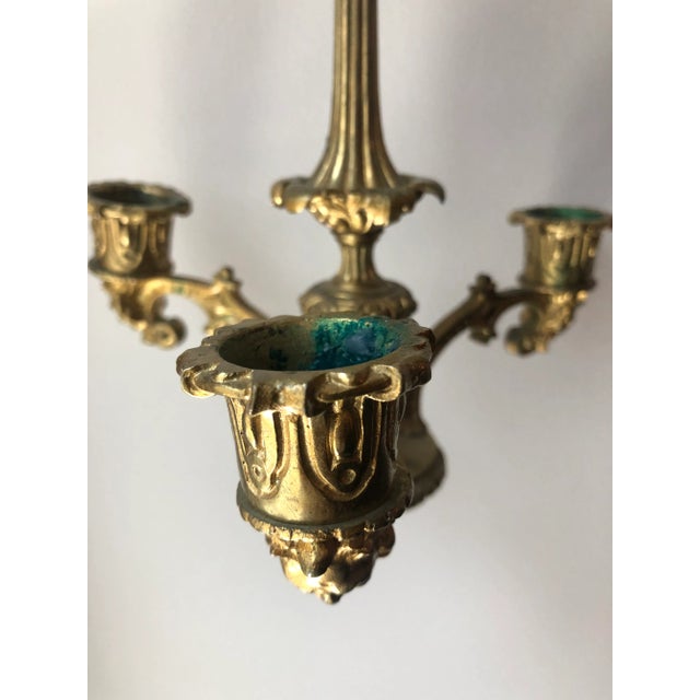 French Regency Gilt Bronze Hanging Candelabra Chandeliers - a Pair For Sale - Image 4 of 9