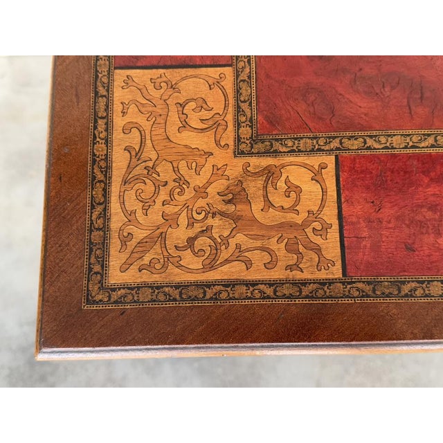 Spanish Baroque Side Table with Lyre Legs and Marquetry Top, 1850 For Sale - Image 12 of 14