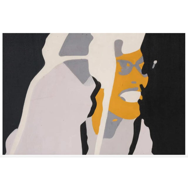 Anonymous Neil Anderson, Large Abstract Figural Hard Edge Op Art Oil on Canvas Painting in Dark Neutrals For Sale - Image 4 of 11