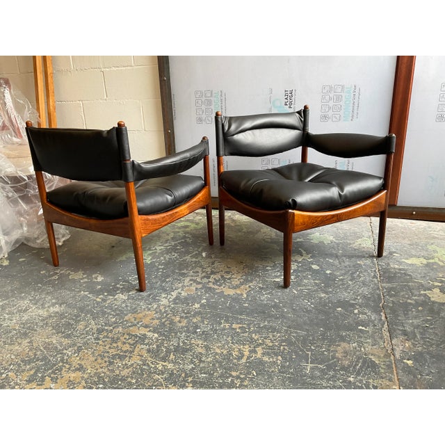 Set of 2 Kristian Solmer Vedel “Modus” Settee, Tropical Wood & Leather, 1963 For Sale In New York - Image 6 of 12