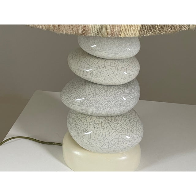 Mid-Century Modern Cracked Pebble Lamp attributed to François Châtain with Original Lampshade, France, 1970s For Sale - Image 3 of 14