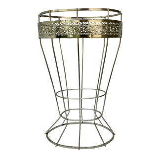 1950s Hollywood Regency, Gold Tone Metal Umbrella Stand For Sale