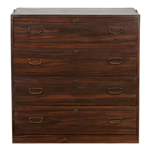Japanese Taishō Period Zebra Wood Tansu Clothing Chest with Brass Hardware