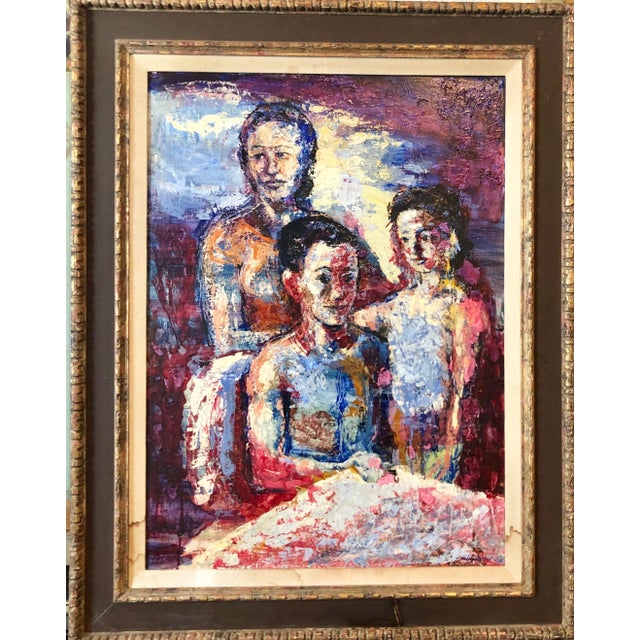 Blue Hank Laventhol, Family Portrait, Large Surrealist Oil Painting Mother, Children, Neo Surrealism, 1958 For Sale - Image 8 of 8