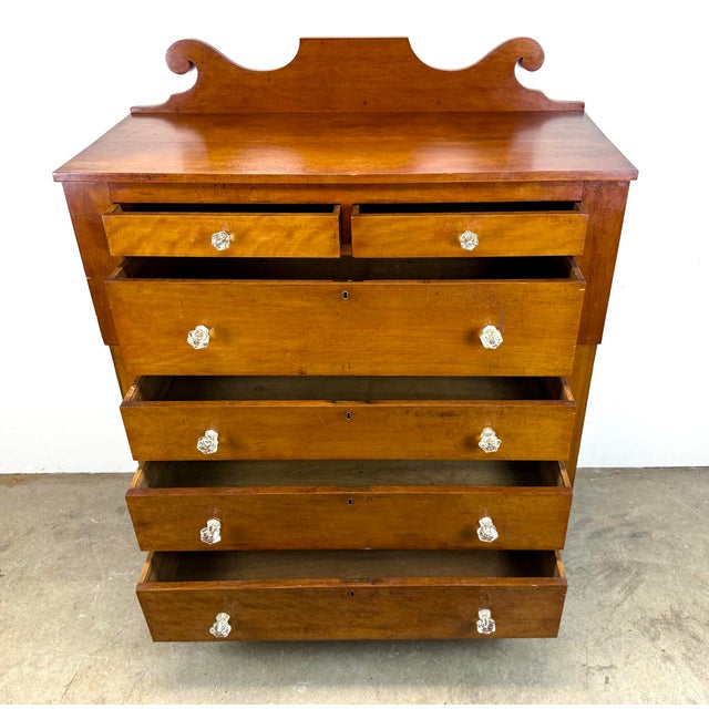American Mid 19th Century Cherry American Empire / Sheraton Chest of Drawers For Sale - Image 3 of 12
