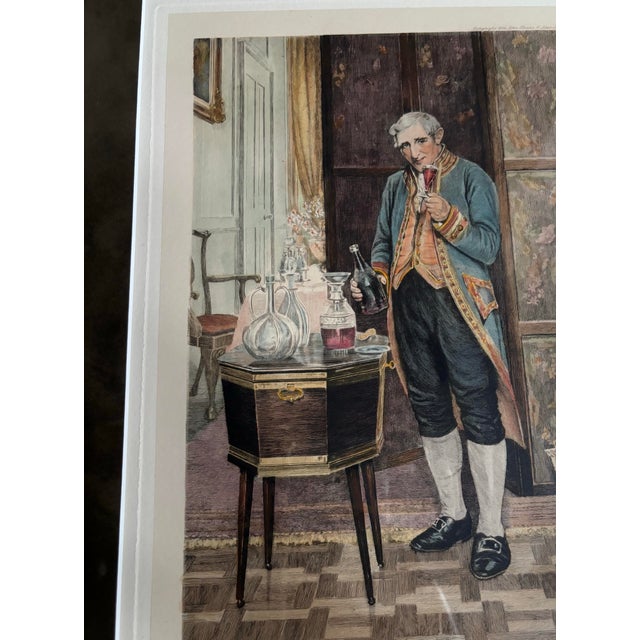 The Butler- Antique Etching "The Butler" by o.h. Boucher Circa 1926 London Published Butler Holding Wine Glass & Bottle For Sale In Baltimore - Image 6 of 8
