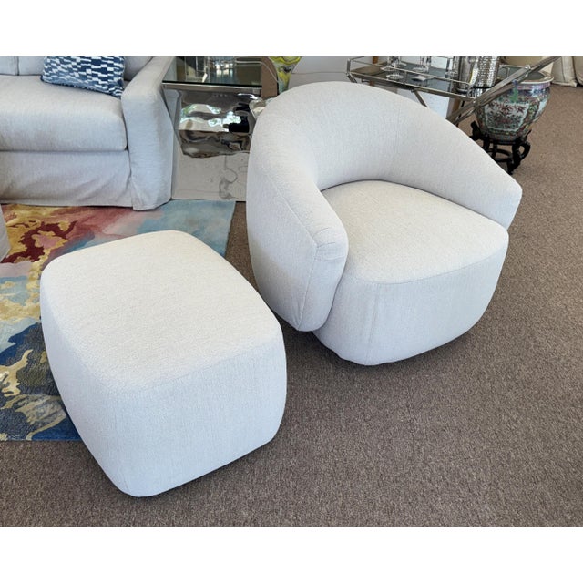 Vanguard Furniture Vanguard Gabriella Swivel Chair & Anderson Ottoman Set For Sale - Image 4 of 13