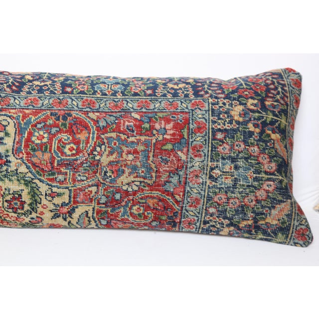 Early 20th Century Antique Oriental Handmade Double Knotted Persian Rug Pillow Cover For Sale - Image 5 of 11