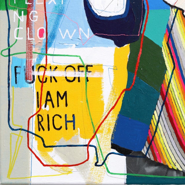 Fuck Off I Am Rich - Original Contemporary Pop Art Mixed Media Painting on Canvas by Fabio Coruzzi For Sale - Image 9 of 14