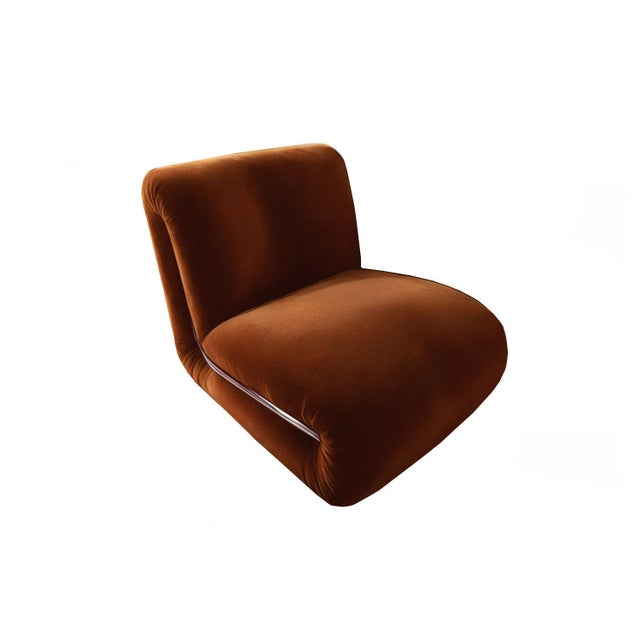 Contemporary Frenesí Lounge Chair in Brown Velvet from Moanne For Sale - Image 3 of 4