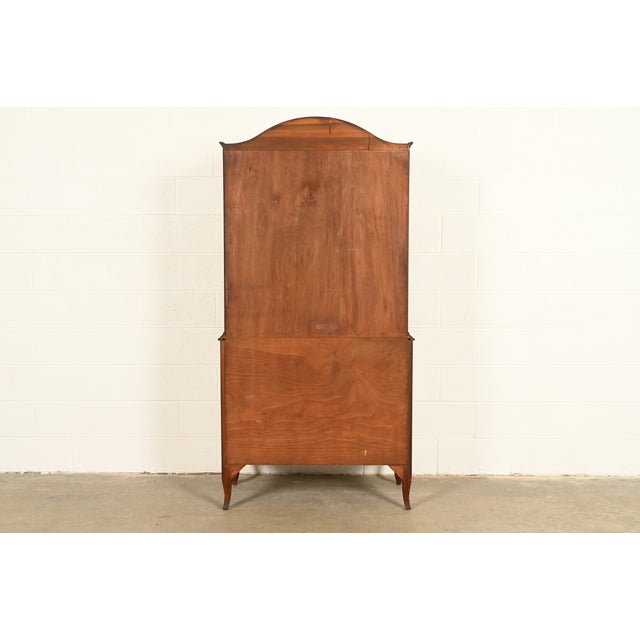Romweber French Provincial Louis XV Carved Walnut and Burl Wood Breakfront Bookcase Cabinet, Circa 1930s For Sale - Image 16 of 18