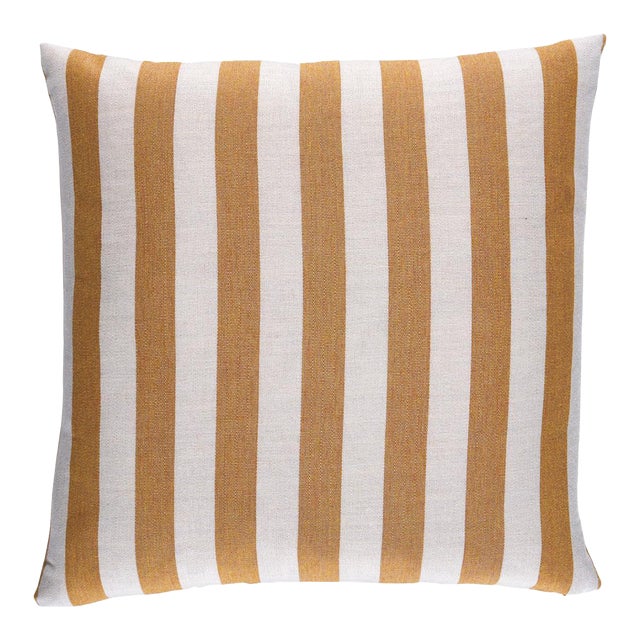 Schumacher Hanson I/O Stripe 18" Pillow In Marigold For Sale