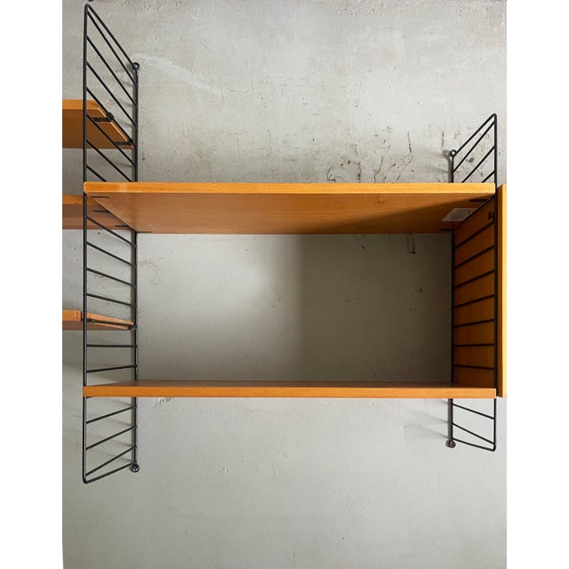 Mid-Century String Shelf and Cupboard in Gold Ash by Nisse and Kajsa Strinning, Sweden, 1960s For Sale - Image 12 of 18