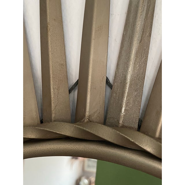 Mid-Century Modern Large Silver Metal Sunburst Mirror For Sale - Image 3 of 9
