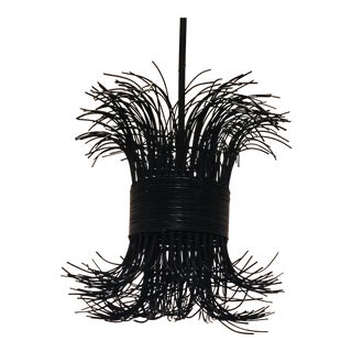 Arteriors Organic Modern Black Rattan Filamento Pendant For Sale