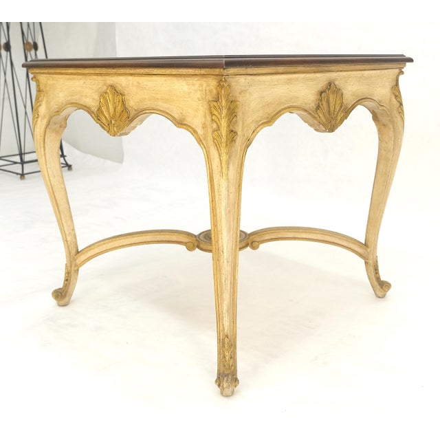 Brown Italian Carved Scallops Decorated 25" Square Cherry Top Sid End Occasional Table For Sale - Image 8 of 9
