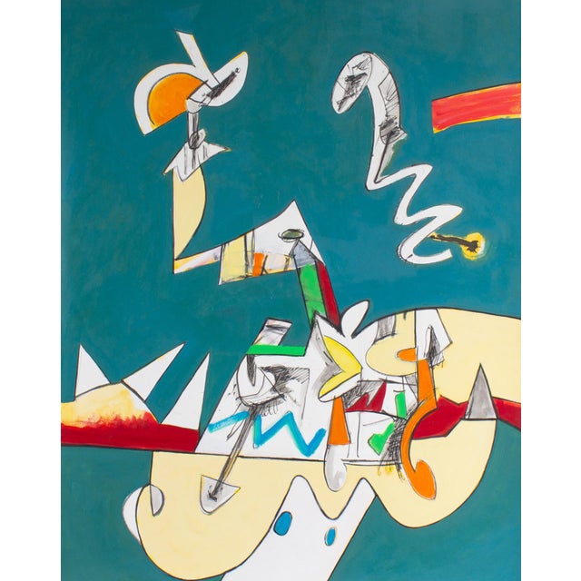 An acrylic and watercolor on paper painting by the American artist James L. Bruch (1942-2023). This abstract work has a...