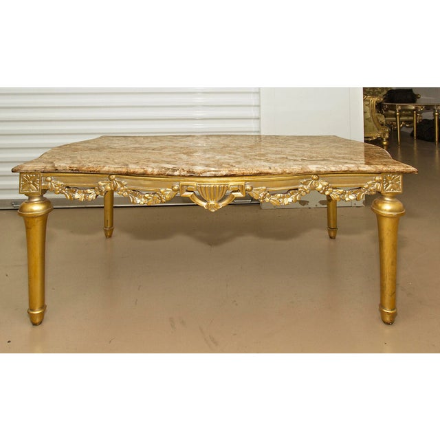 Gold Italian Baroque Marble Top Coffee Table For Sale - Image 8 of 8