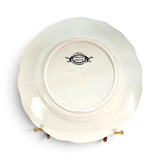 Cream 1850s Lebeuf Milliet Creil Et Montereau “Fraise” George Sand Dessert Plates - Set of 10 For Sale - Image 8 of 17