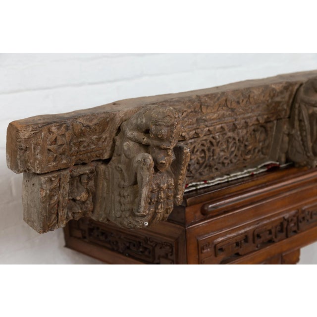 Indian Antique 19th Century Architectural Temple Molding with Carved Animals For Sale - Image 4 of 13