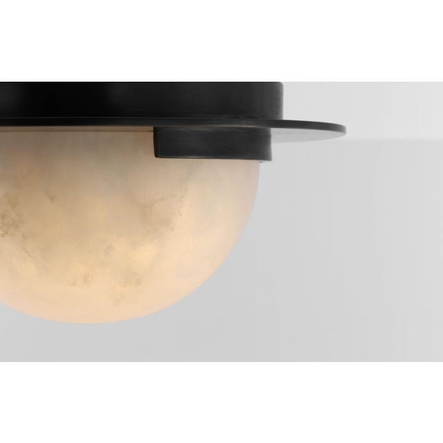 Modern Kelly Wearstler for Visual Comfort Signature Melange 6" Solitaire Flush Mount in Bronze with Alabaster Shade For Sale - Image 3 of 8