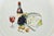 Vintage French Coastal Porcelain Appetizer Plates of Lobster, Wine, Cheese by Lourioux, Set of 6, 1950's For Sale In Miami - Image 6 of 12