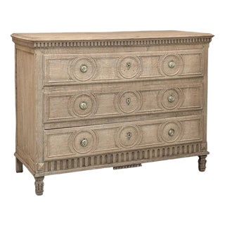 18th Century French Louis XVI Period Three-Drawer Commode in Stripped Oak For Sale