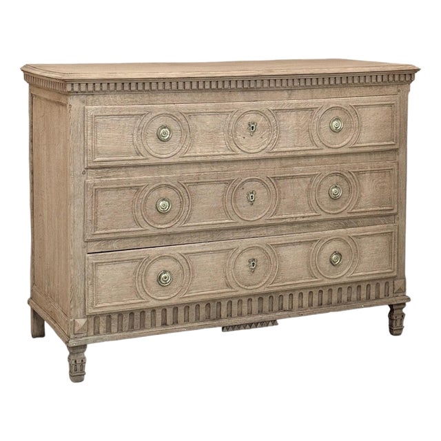 18th Century French Louis XVI Period Three-Drawer Commode in Stripped Oak For Sale