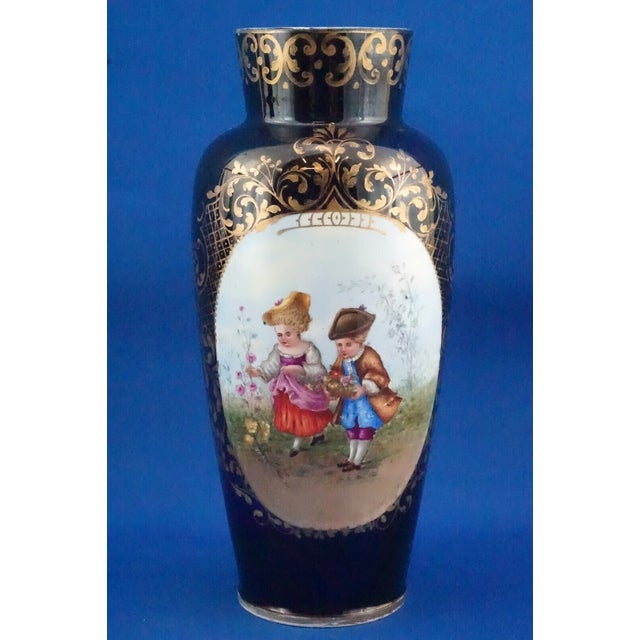 Black Vintage Empire Hand-Painted Porcelain Vase from Fischer J. Manufactory, 1920s For Sale - Image 8 of 18