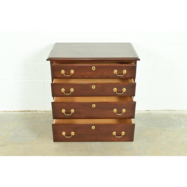 Wood Harden Georgian Solid Cherry Wood Four-Drawer Nightstand or Bachelor Chest For Sale - Image 7 of 15