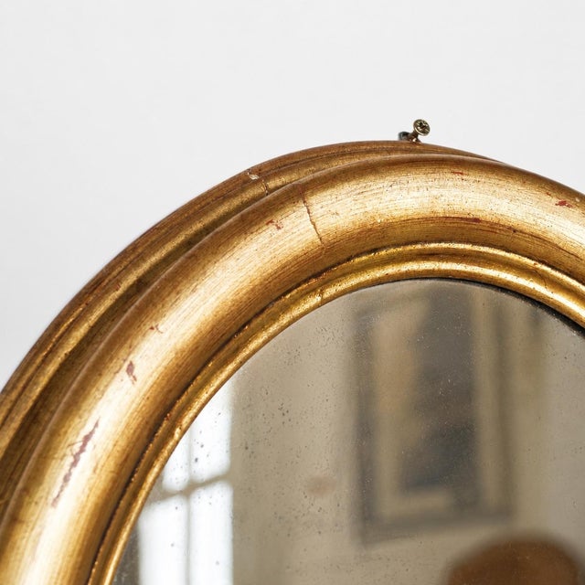 Italian Oval Giltwood Mirror with Gold Leaf Finish, 1850 For Sale - Image 4 of 6