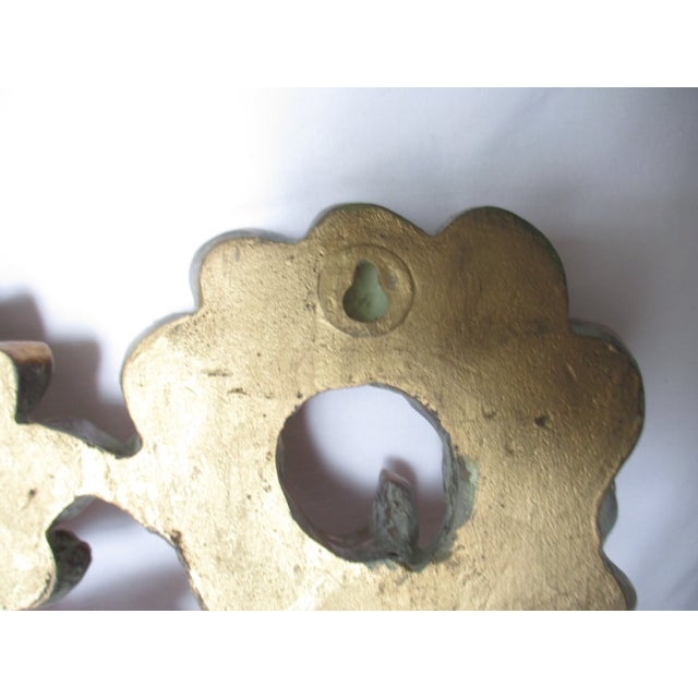 Verdigris Vintage French Fleur De Lis Gold & Verdigris Wall Plaques For Sale - Image 8 of 8