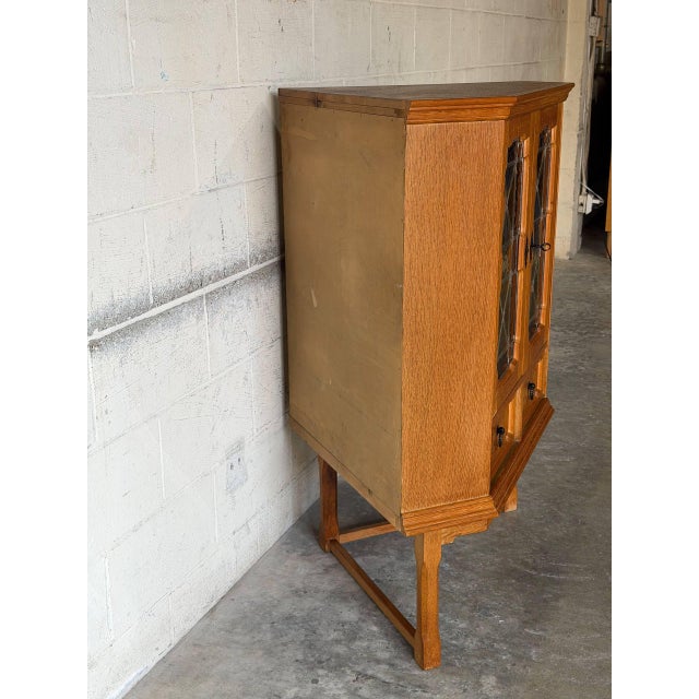 Oak Corner Storage Cabinet With Glass Doors Danish Mid-Century Modern 1960s For Sale In Los Angeles - Image 6 of 12