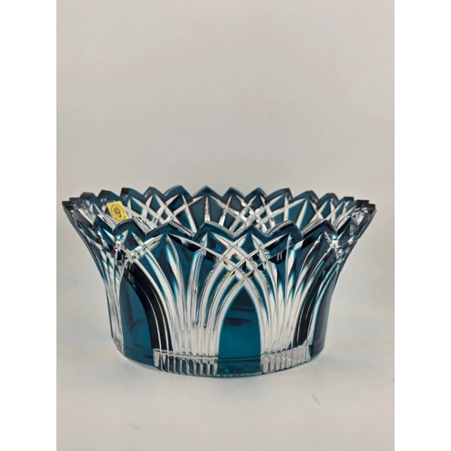 The product is a stunning vintage Caeser Crystal Gothic large Canistrum bowl in Azure. Made of crystal with a beautiful...