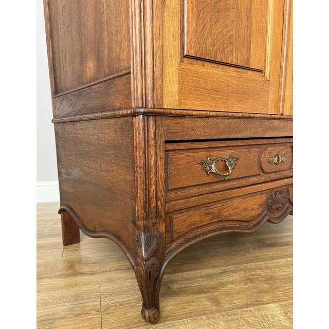 Antique French Carved Oak 2-Door Wardrobe For Sale - Image 9 of 14