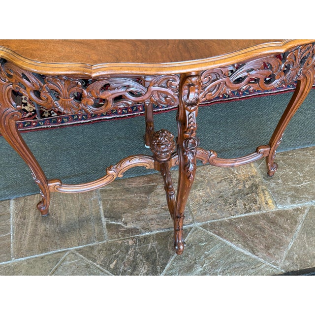 Italian Hand Carved Walnut Side Table For Sale - Image 10 of 12
