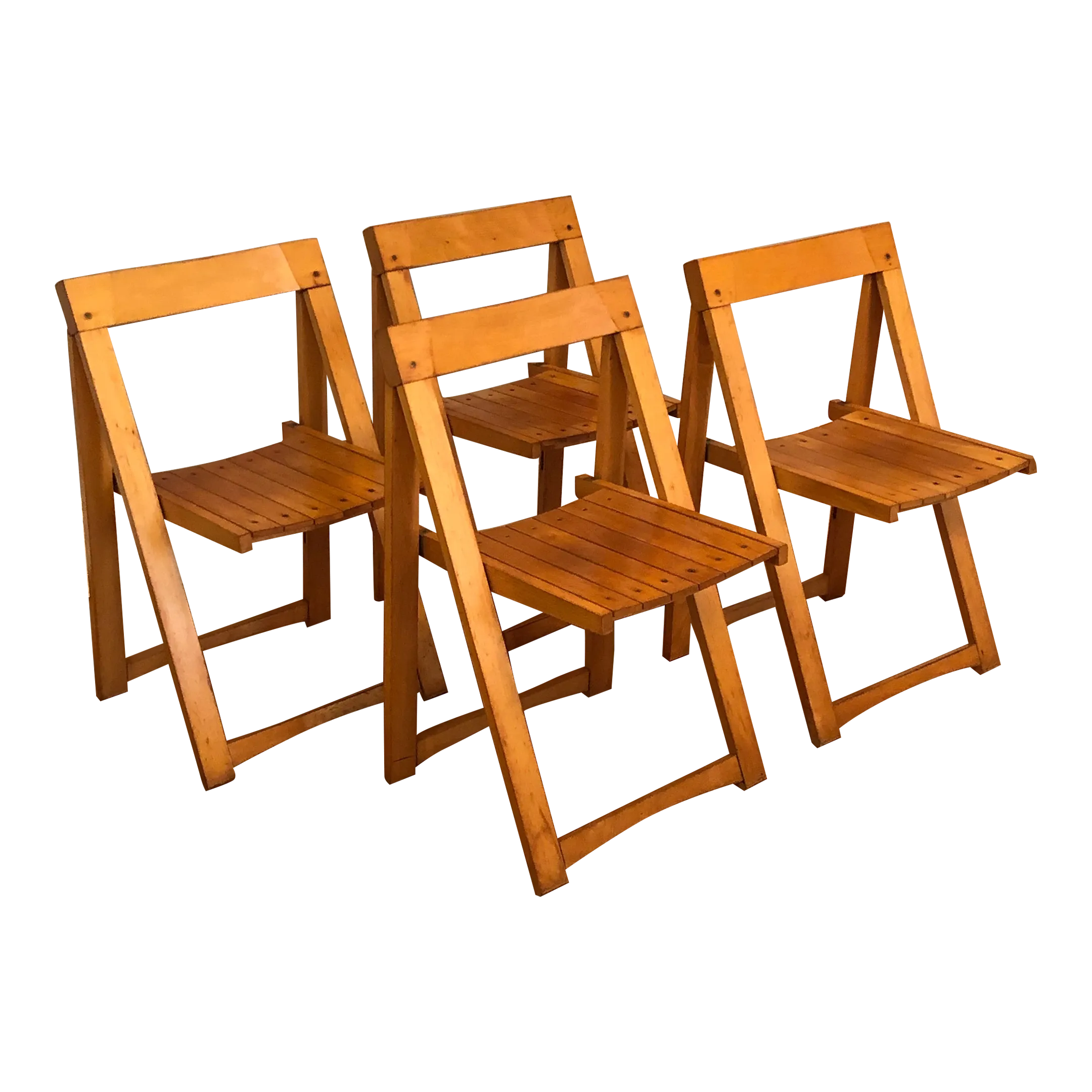 Aldo Jacober for Alberto Bazzani Wood Folding Chairs - Set of Four
