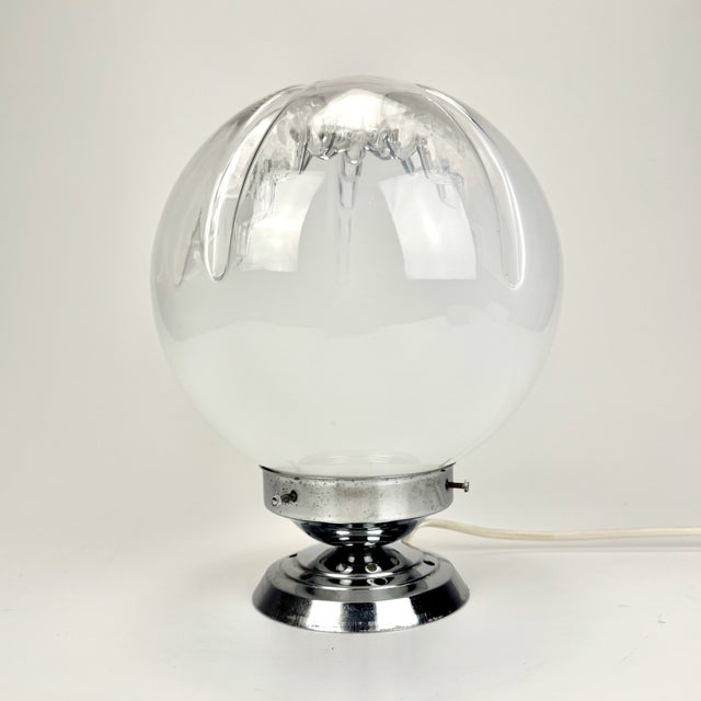 Murano Glass Globe Table Lamp attributed to Mazzega, Italy, 1970s For Sale - Image 6 of 8