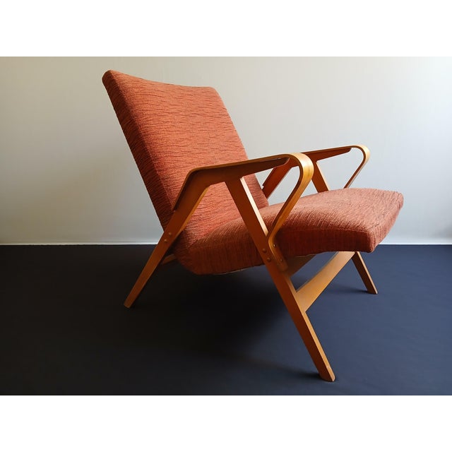 Beech Lounge Chair by Frantisek Jiràk for Tatra Nabytok, Former Czechoslovakia, 1950s, in Good conditions. Designed 1950...