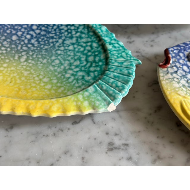 Blue Italian Albisola Ceramic Fish-Shaped Tableware Set, 1960s, Set of 13 For Sale - Image 8 of 18