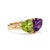 Contemporary Amethyst & Peridot Toi Et Moi Ring | "You and Me" Heart & Pear Gemstone Bypass Ring Us 7 For Sale - Image 3 of 3