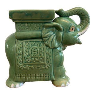 Vintage Majolica Chinoiserie Elephant Planter For Sale