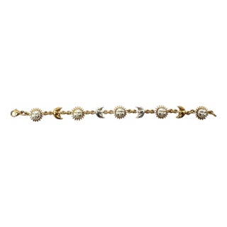 Signed Sergio Bustamante Sterling & Vermeil Sun & Moon Link Bracelet, 1990s For Sale