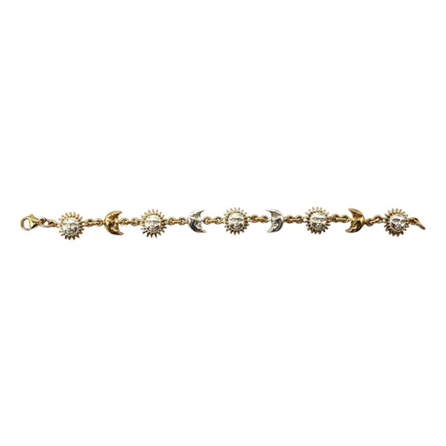 Signed Sergio Bustamante Sterling & Vermeil Sun & Moon Link Bracelet, 1990s For Sale