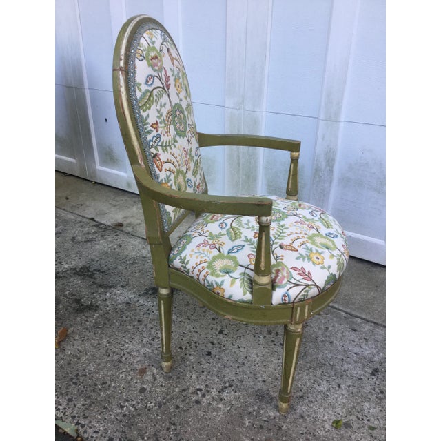 Vintage Gustavian Painted Green Chairs - W/ New Upholstery For Sale - Image 4 of 11