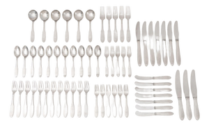 Georg Jensen "Mitra" Stainless Steel Flatware Partial Service, 62 Pieces