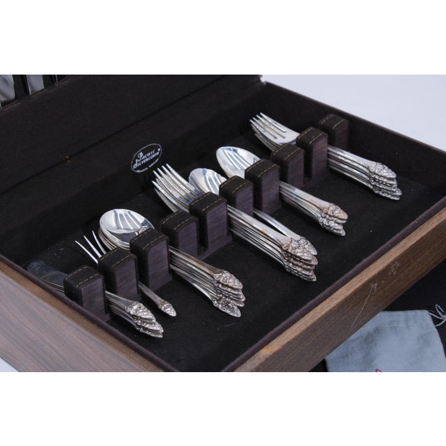 1940s Vintage Gorham Sterling Manufactured 37 Piece Silverware Set With Box For Sale - Image 5 of 17
