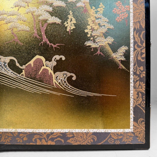 Black Japanese Byōbu Folding Screen, 1970s For Sale - Image 8 of 18